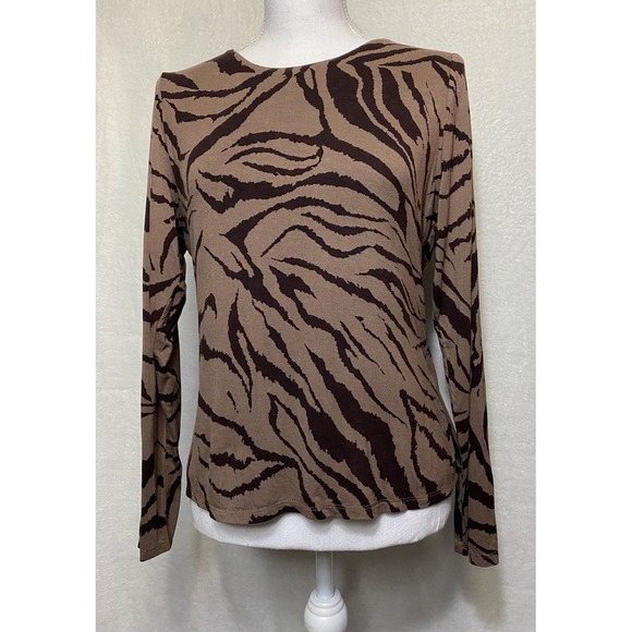 Bar lll Women's Long Sleeve Animal Print Jersey Top Size OX - Picture 1 of 11